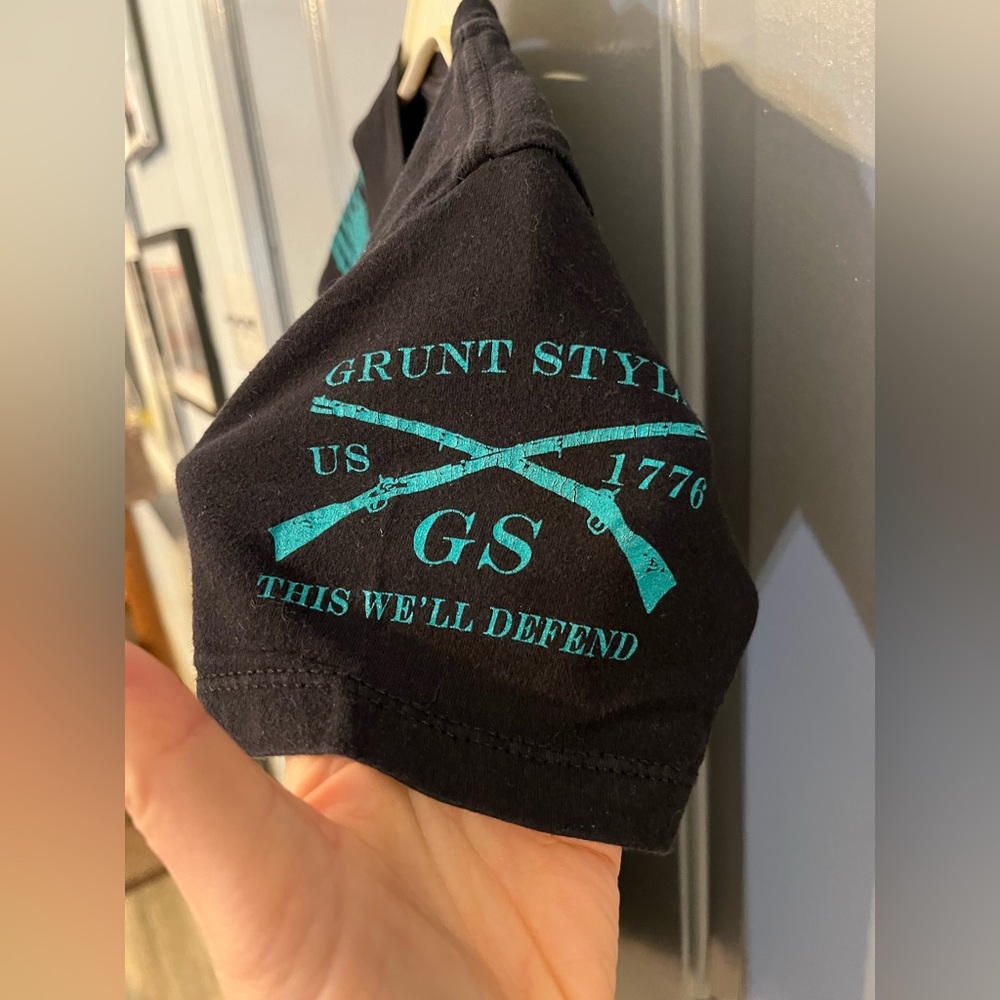Grunt Style Black and Teal Flag Tee - Picture 5 of 6
